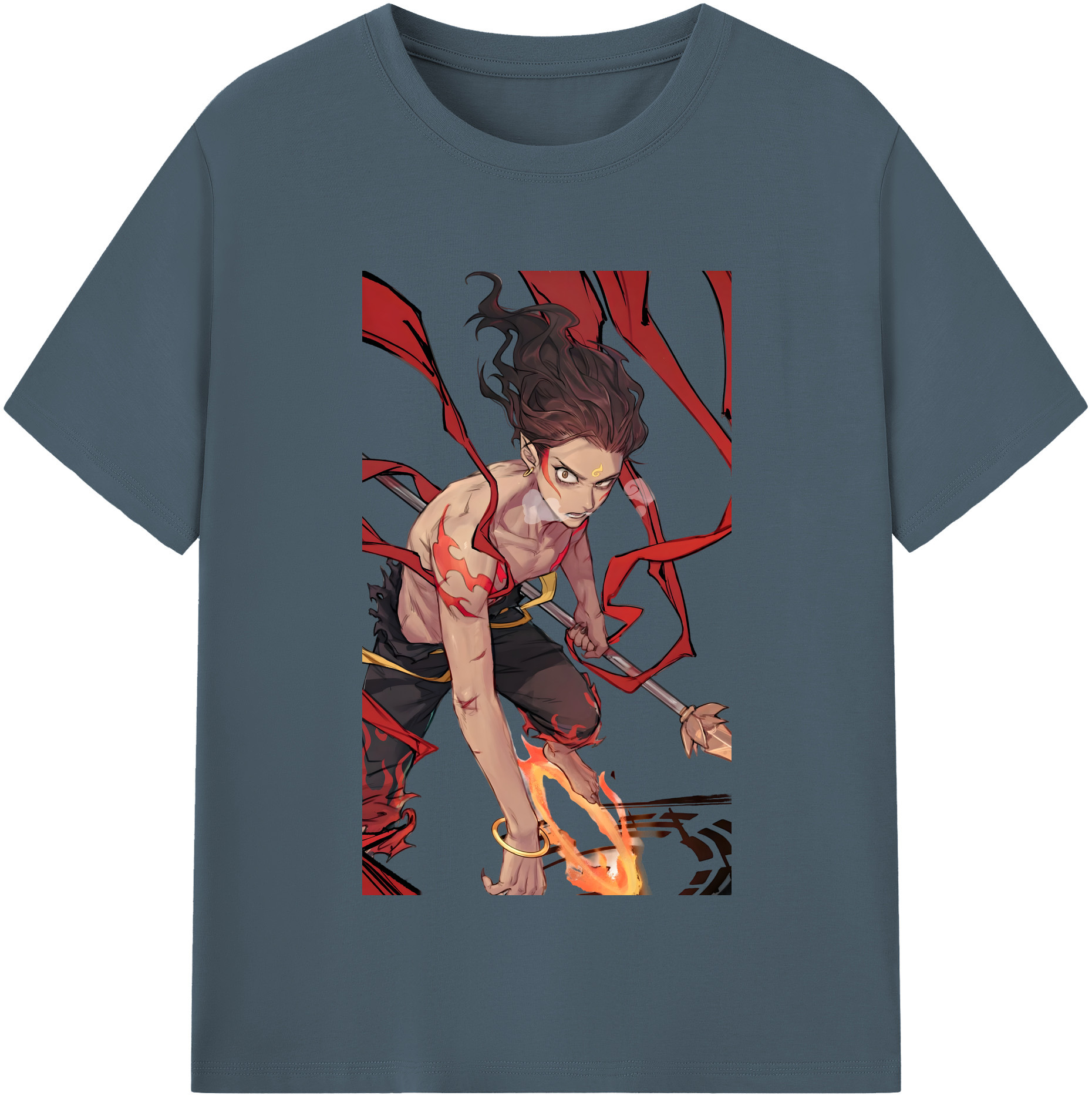 （画像用） Ne Zha 2 ナタ 魔童の大暴れ 綿100％半袖Tシャツ（フロントプリント）